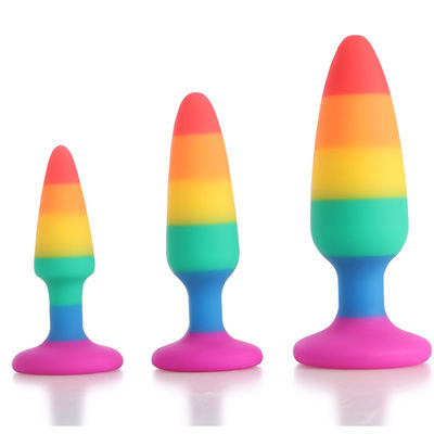 Rainbow Dildo Penis Sex Toy Butt Plug G Spot Stimulation ROHS Approved