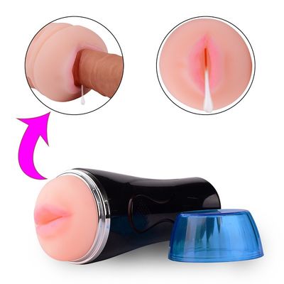 3D Textured Electric Male Masturbator Cup Bullet Vibrator Tongue Sucking Oral 22cm