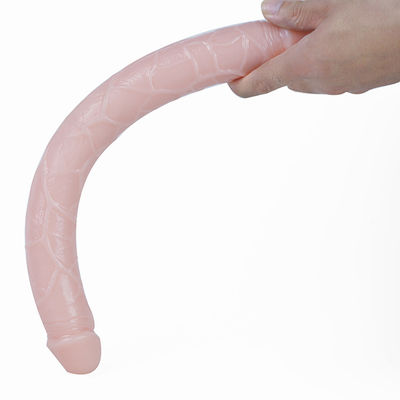 Waterproof Realistic Double Headed Dong 38cm Flexible For Women