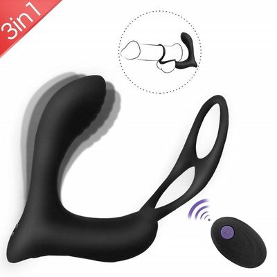 3 In one Male Ring Vibrator Personalised Butt Plug Wireless Remote Control 400mah