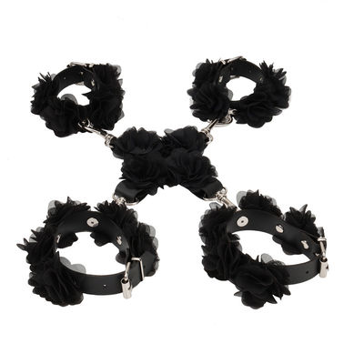 Black Nylon Luxury Bdsm Set Bondage Restraint Sex Toys ROHS Approved