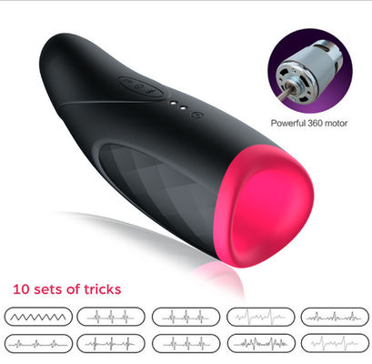 Heating Sucking Realistic Male Masturbation Toys 22cm USB Recharge